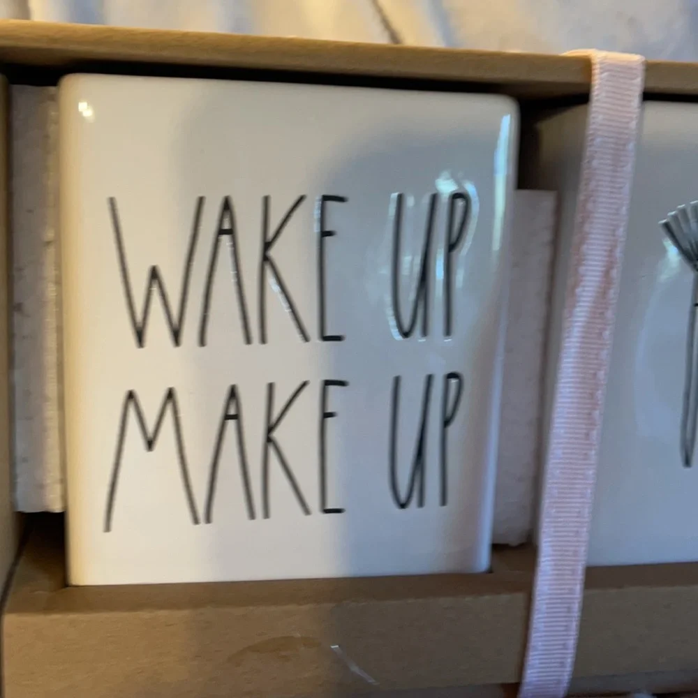 Rae Dunn “Wake Up/Make Up” Ceramic Holders